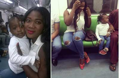 Nollywood's Mercy Johnson, Daughter Avoid Lagos Traffic By Riding GEJ’s Train